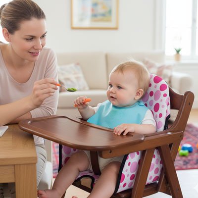 Coussin pour chaise haute couleur rose est un équipement de repas pour bébé 