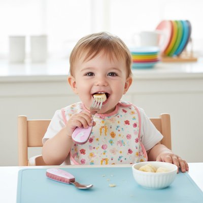 Couvert bébé​ rose avec motifs cheval 