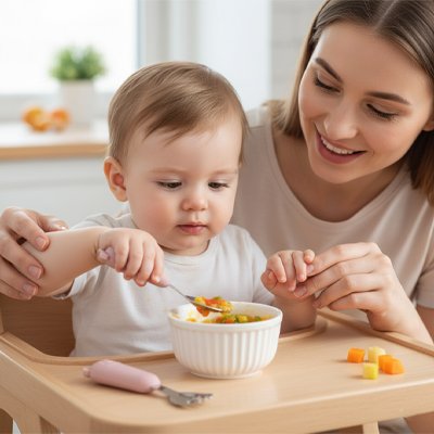 Couvert bébé sur table​ 
