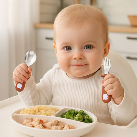 Couvert pour  bébé maron