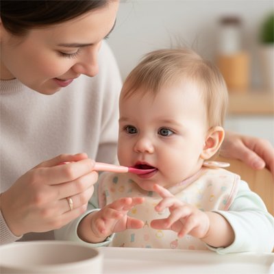 Cuillère bébé rose claire