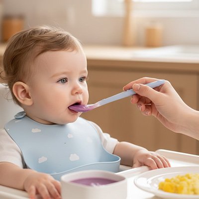 Cuillère pour bébé bleu