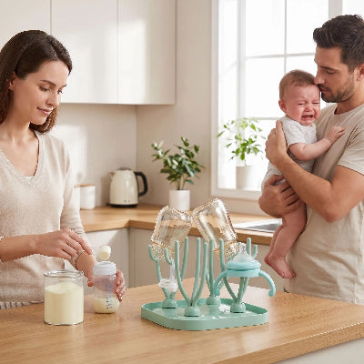 Égouttoir à biberon à côté  du maman