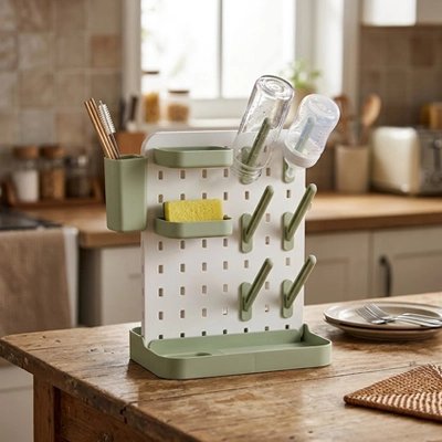 Egouttoir biberon sur table dans une cuisine