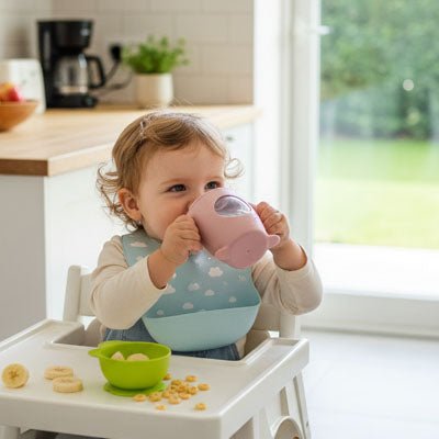 fille boit tasse d apprentissage