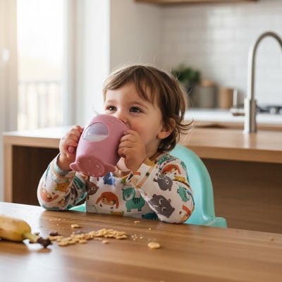 garcon boit tasse d apprentissage