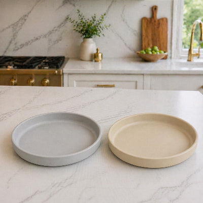 Lot de deux assiette bébé gris beige