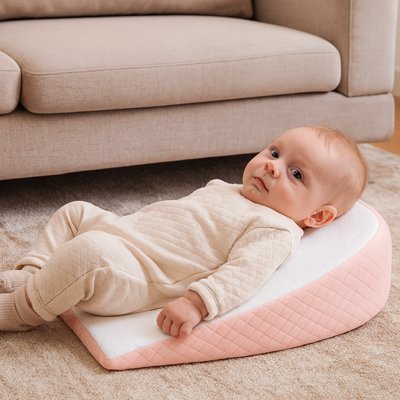 Plan incliné pour bébé rose et blanc 