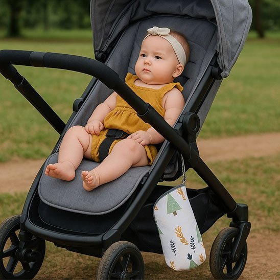 Porte biberon attaché avec une poussette