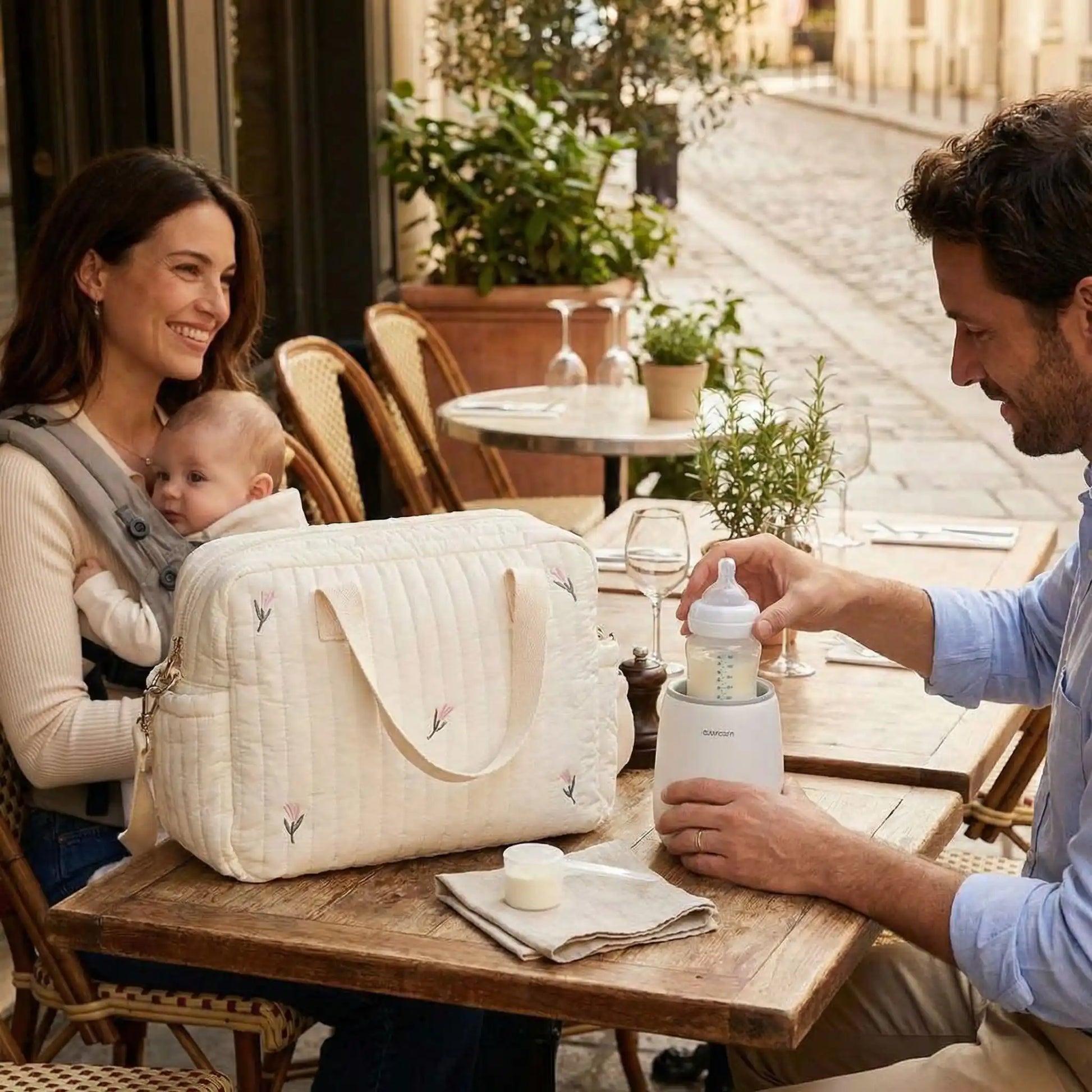 sac à langer bébé matelasse avec motif fleur tilupe 