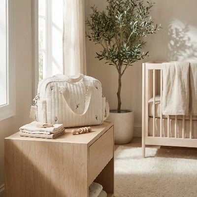 sac à langer bébé sur table à chevet