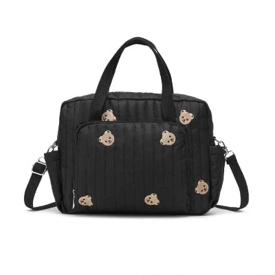 sac à langer noir avec motif ours
