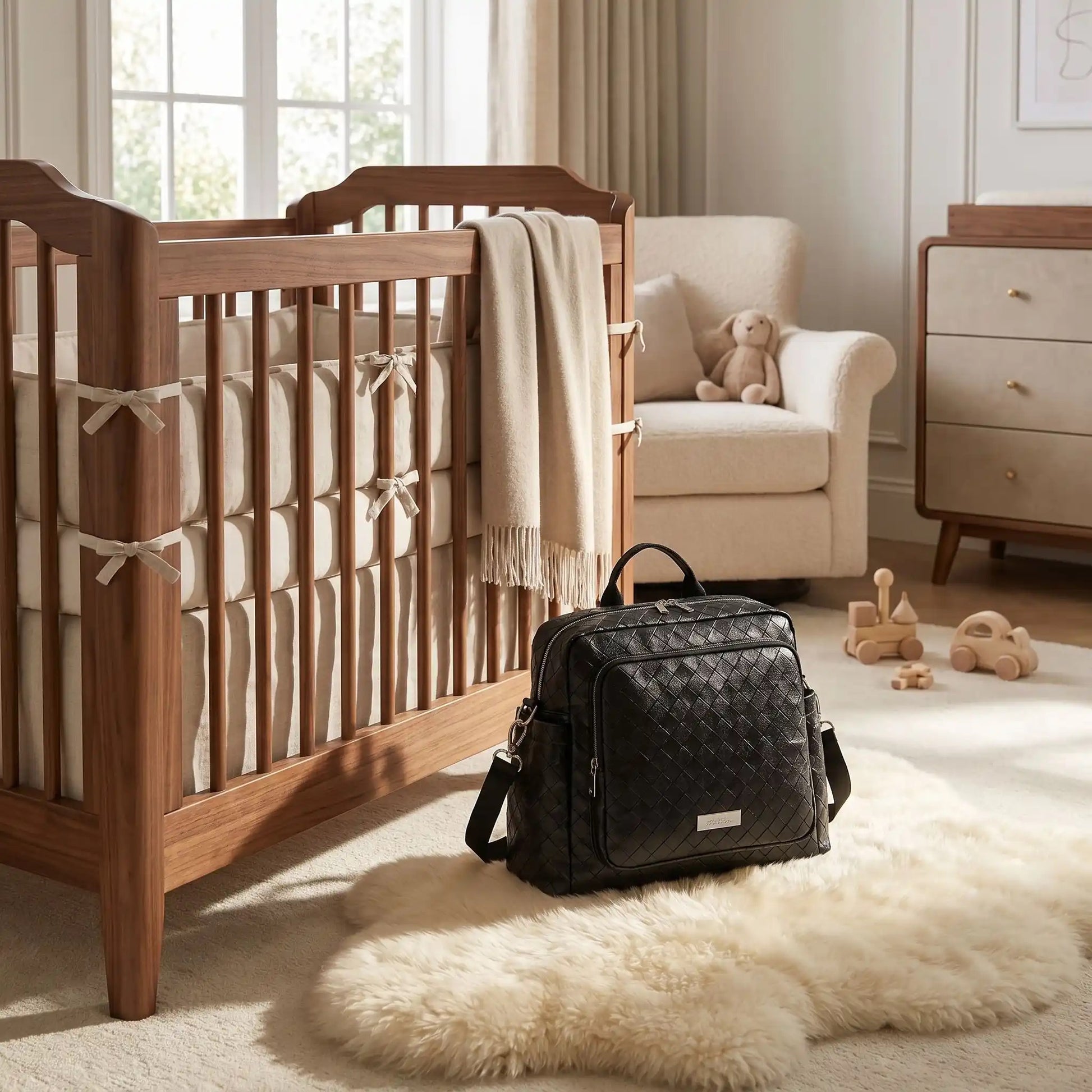 sac a langer noir dans une chambre