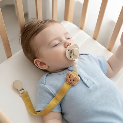 tetine bouche bebe attache tetine ours dorme lit