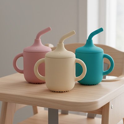 Trois  couleurs Gobelet paille bébé