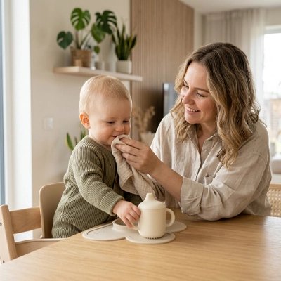 Verre bébé est un équipement de repas pour bébé anti chute 