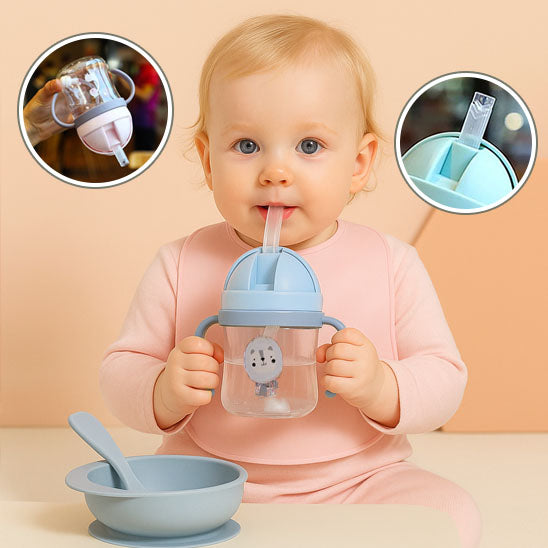 Verre pour bébé anti-fuite 360° avec paille | BabySecure